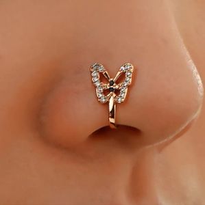 Crystal Butterfly Nose Ring, Non Piercing Clip On Nose Ring, Nose Cuff